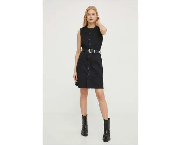 G-Star Raw rochie jeans culoarea negru, mini, evazati