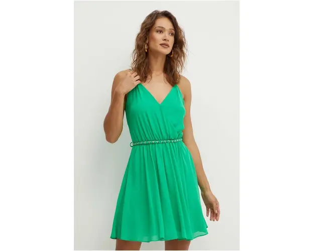 Morgan rochie RENODO culoarea verde, mini, evazati, RENODO