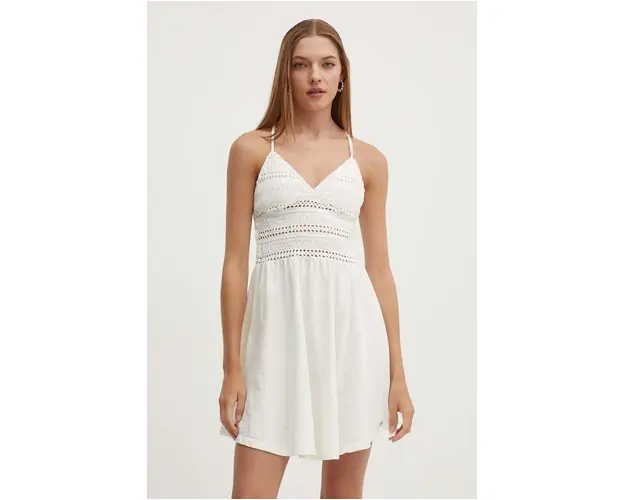 Superdry rochie culoarea bej, mini, evazati