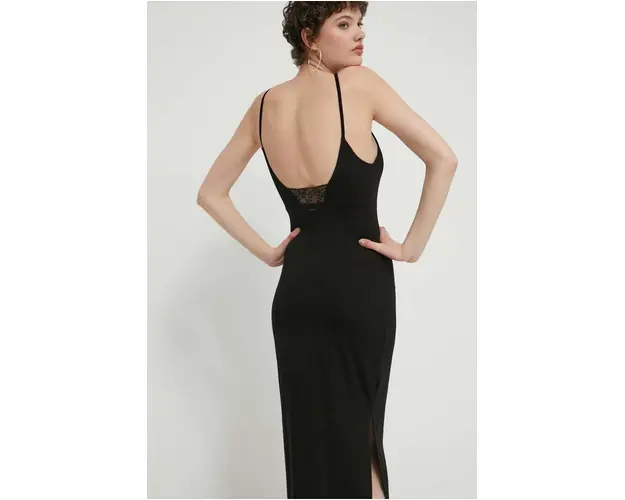 Superdry rochie culoarea negru, midi, mulata