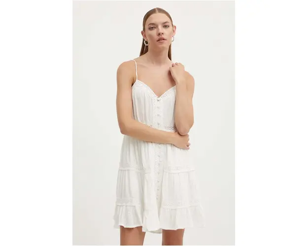 Superdry rochie culoarea alb, mini, evazati