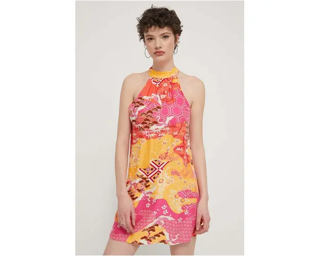 Superdry rochie x Pagong culoarea roz, mini, evazati