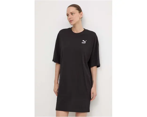 Puma rochie din bumbac BETTER CLASSIC culoarea negru, mini, oversize, 624232