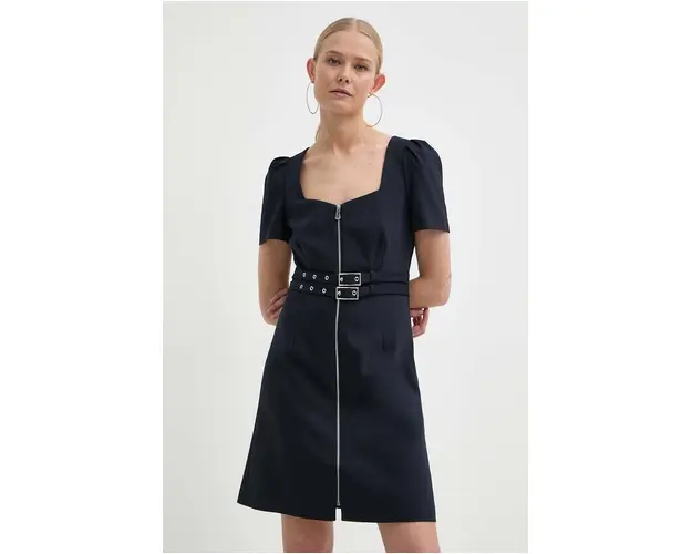 Morgan rochie RPIRO culoarea albastru marin, mini, mulata, RPIRO