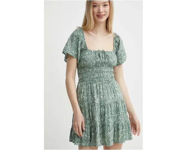 Hollister Co. rochie culoarea verde, mini, evazati