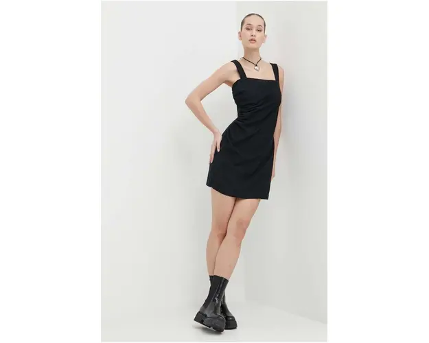 Abercrombie & Fitch rochie din in culoarea negru, mini, drept