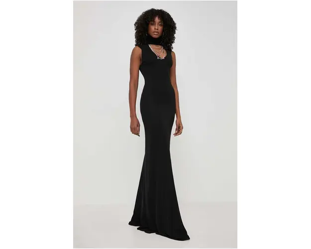 Elisabetta Franchi rochie culoarea negru, maxi, mulata, AB64742E2