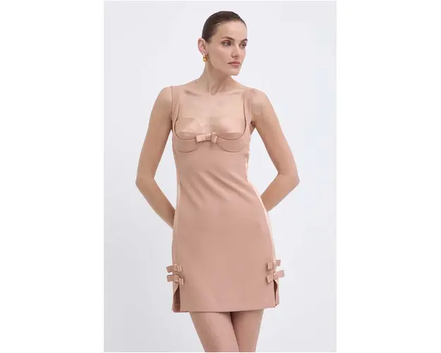 Elisabetta Franchi rochie culoarea bej, mini, mulata, AB65042E2