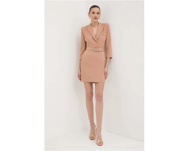 Elisabetta Franchi rochie culoarea bej, mini, mulata, AB66342E2