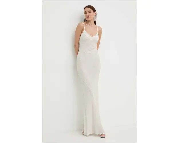 Elisabetta Franchi rochie culoarea bej, maxi, mulata, AR47J42E2