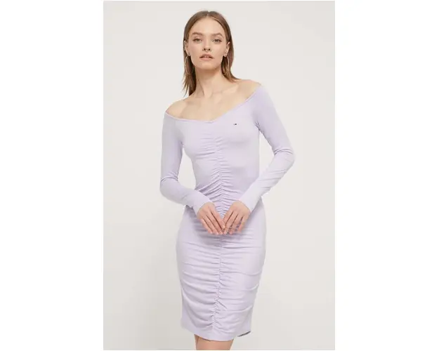 Tommy Jeans rochie culoarea violet, mini, mulata DW0DW17939