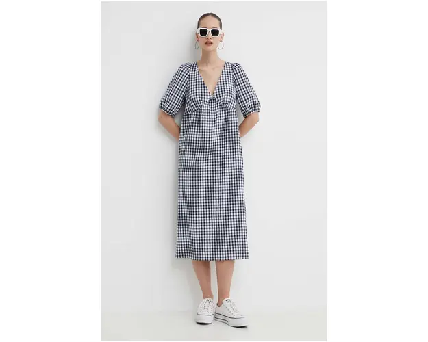 Tommy Jeans rochie culoarea negru, midi, evazati, DW0DW17920