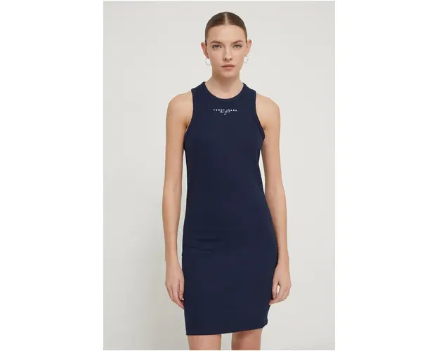 Tommy Jeans rochie culoarea bleumarin, mini, mulata DW0DW17934