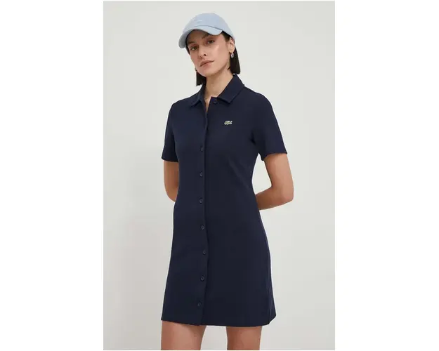 Lacoste rochie culoarea albastru marin, mini, drept