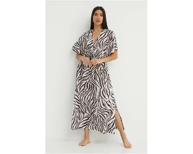 Max Mara Beachwear rochie de plaja din bumbac culoarea maro, 2416221059600