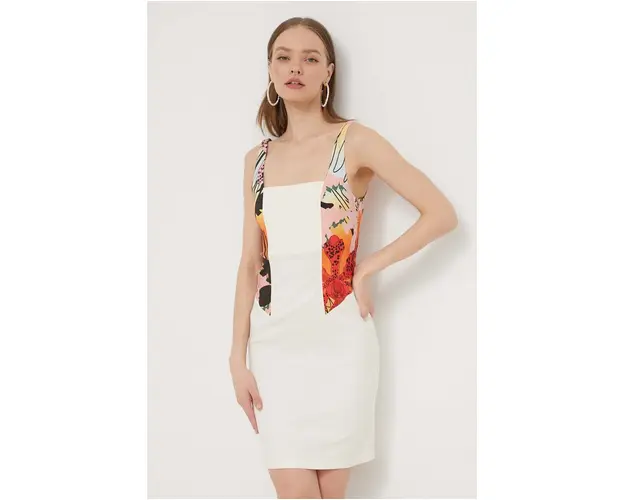 Desigual rochie MARBELLA LACROIX culoarea bej, mini, mulata, 24SWVW75