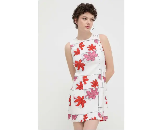 Desigual rochie HOUSTON culoarea alb, mini, drept, 24SWVW01