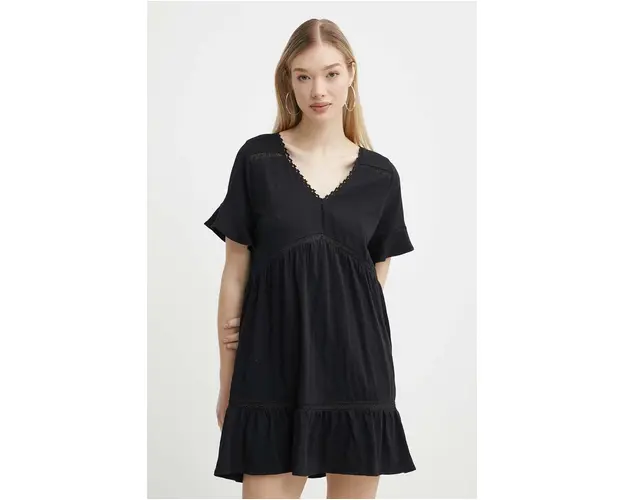 Protest rochie din bumbac Prtthirza culoarea negru, mini, evazati, 1612843