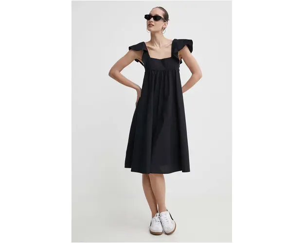 Protest rochie din bumbac Prtarabba culoarea negru, mini, evazati, 2611943