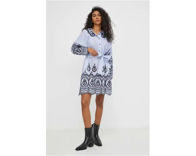 MUNTHE rochie din bumbac mini, evazati