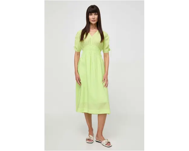 BOSS Orange rochie culoarea verde, midi, evazati 50511805
