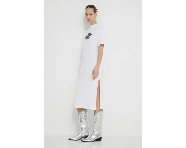 Karl Lagerfeld Jeans rochie din bumbac culoarea alb, mini, drept