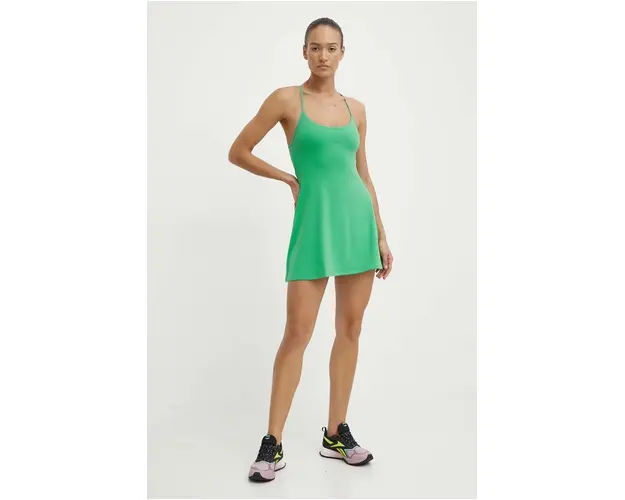 Reebok rochie sport Lux culoarea verde, mini, evazati, 100076183