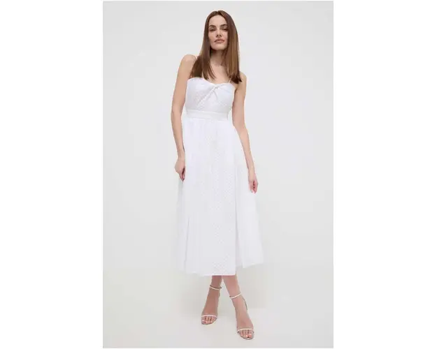 Karl Lagerfeld rochie culoarea alb, midi, evazati