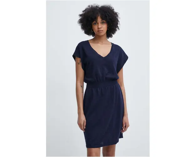 Gant rochie din in culoarea albastru marin, mini, evazati