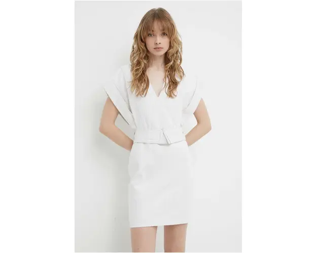 IRO rochie din amestec de in culoarea bej, mini, drept