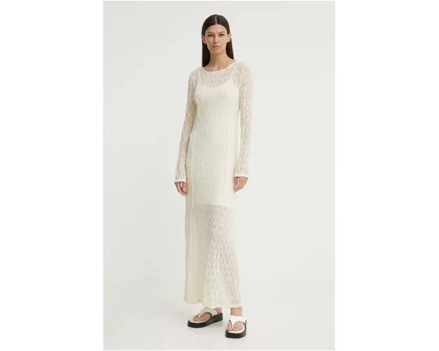 Gestuz rochie culoarea bej, maxi, drept, 10909129