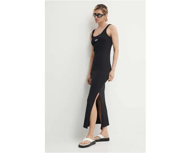 Gestuz rochie culoarea negru, maxi, mulata, 10909158