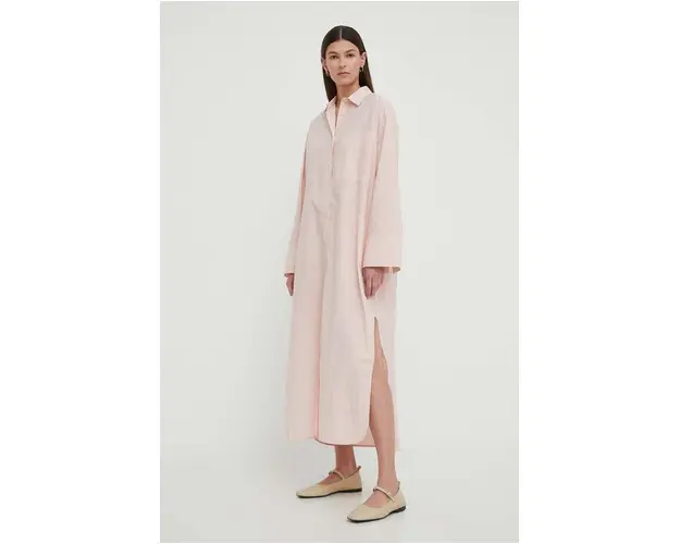 By Malene Birger rochie din bumbac Perros culoarea roz, maxi, drept