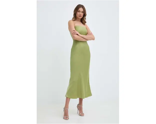 Bardot rochie CASETTE culoarea verde, midi, evazati, 59155DB