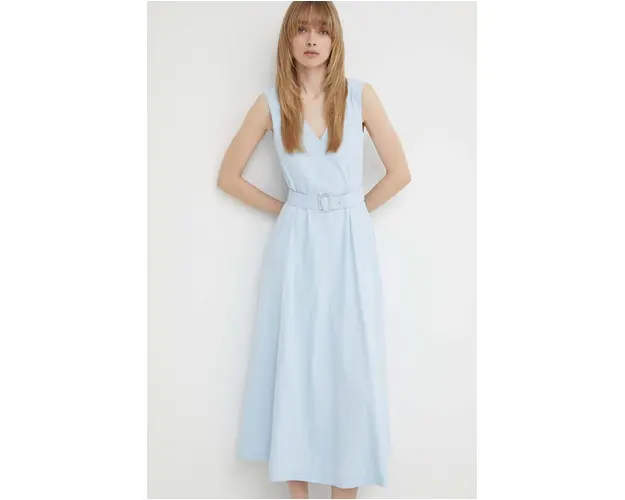 Theory rochie din in midi, evazati