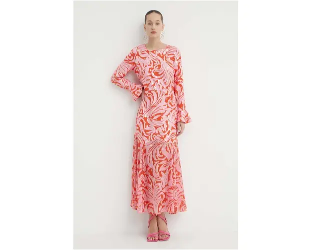 Never Fully Dressed rochie culoarea roz, maxi, evazati