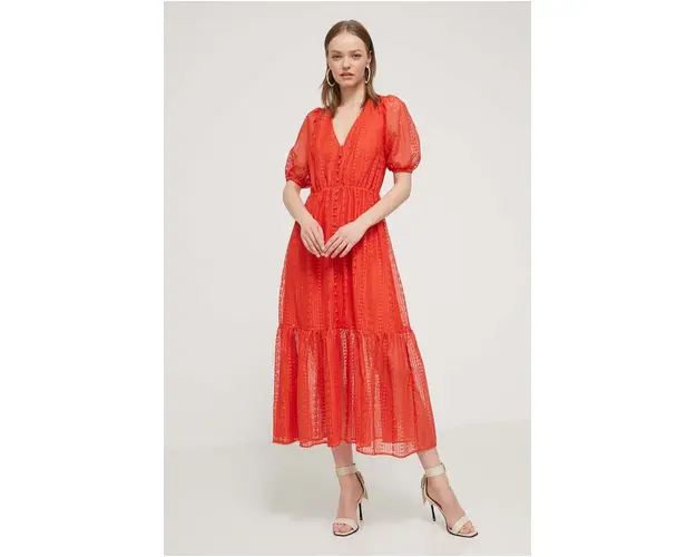 Desigual rochie OTTAWA culoarea rosu, maxi, evazati, 24SWVW05