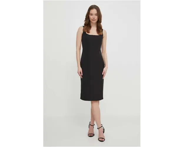 Artigli rochie culoarea negru, midi, mulata