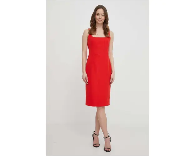 Artigli rochie culoarea rosu, midi, mulata
