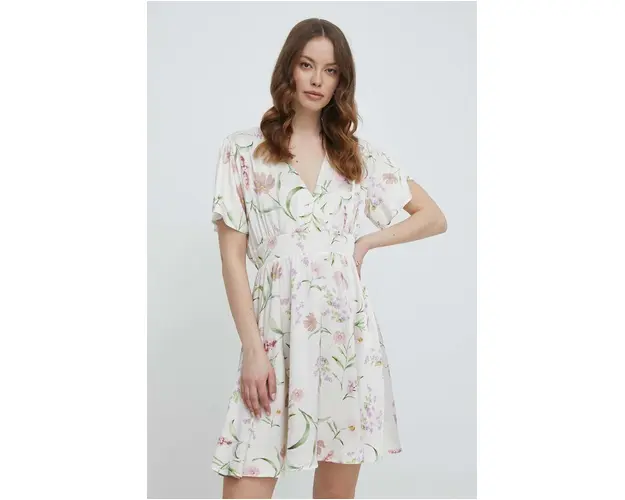 Artigli rochie culoarea bej, mini, evazati