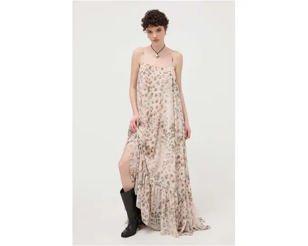 Rotate rochie culoarea bej, maxi, drept