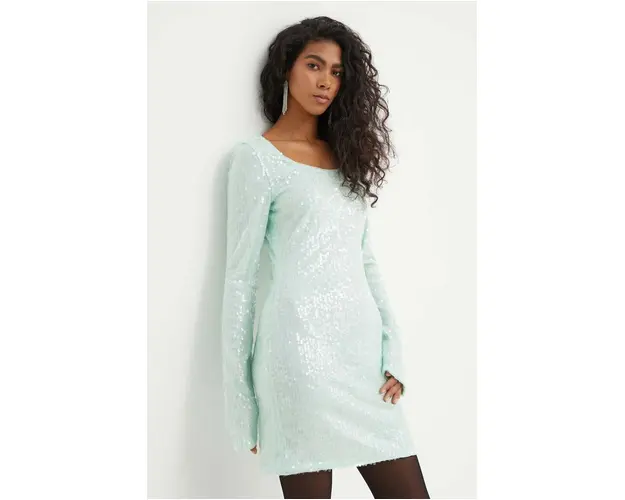 Rotate rochie culoarea verde, mini, mulata