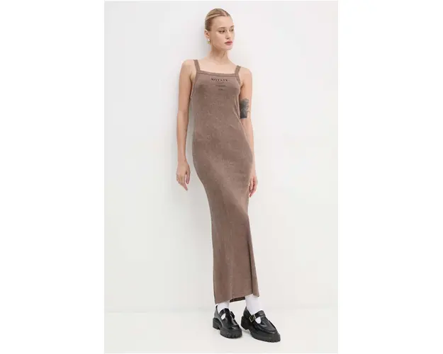 Rotate rochie culoarea maro, maxi, mulata