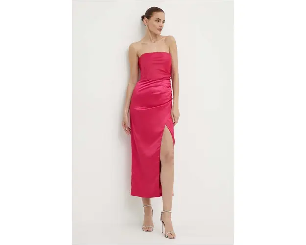 Bardot rochie YANA culoarea roz, midi, mulata, 59217DB