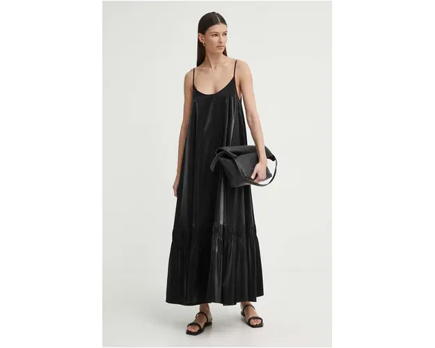 AERON rochie IMOGEN culoarea negru, maxi, evazati, AW24SSDR523491