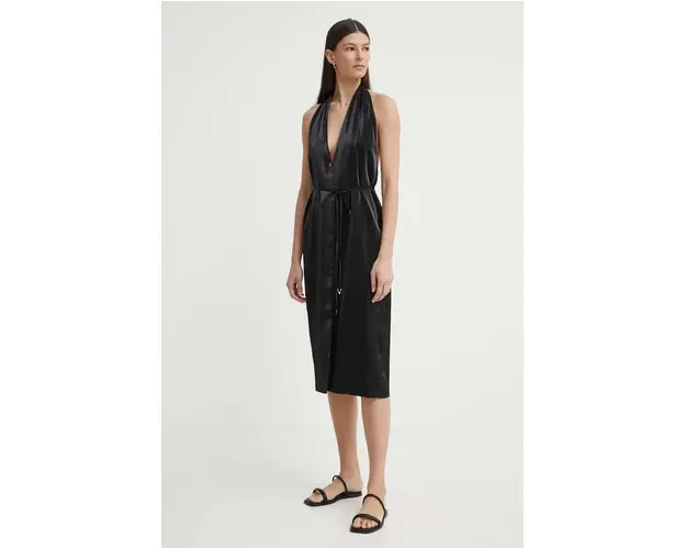 AERON rochie SERAPHINE culoarea negru, midi, drept, AW24SSDR517491