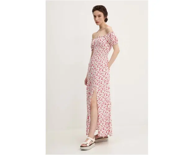 Hollister Co. rochie culoarea alb, maxi, evazati