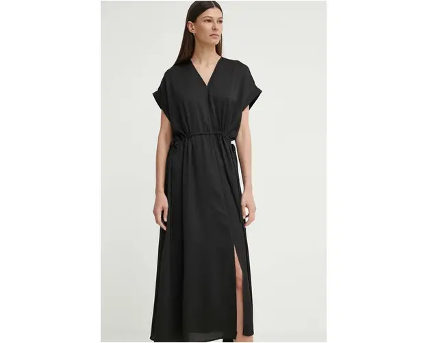 Bruuns Bazaar rochie AcaciaBBGalina dress culoarea negru, midi, oversize, BBW3908