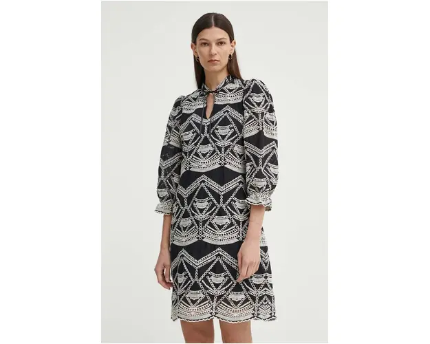 Bruuns Bazaar rochie din bumbac ArvensisBBAbami dress culoarea negru, mini, evazati, BBW3919