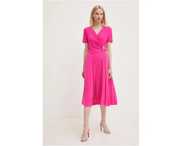 Joseph Ribkoff rochie culoarea roz, midi, evazati, 241013